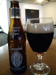 Corsendonk Pater Dubbel Ale poured into goblet. Copyright 2015 by Andrew Dunn.